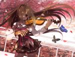  brown_hair butterfly g_senjou_no_maou instrument long_hair seifuku usami_haru violet_eyes violin 