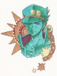  1boy aki_epiko chain hat high_collar jojo_no_kimyou_na_bouken kuujou_joutarou marker_(medium) solo star traditional_media 