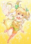  :d ahoge barefoot blonde_hair bubble c.c._lemon c.c._lemon_(character) long_hair open_mouth outstretched_arms pointy_ears see-through short_shorts shorts smile solo sugimeno twintails yellow_eyes 