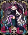  blonde_hair candle cape gloves long_hair long_sleeves open_mouth original scythe sitting skull solo thigh-highs thighhighs tsuto twintails very_long_hair weapon 