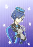  arisato_minato blue_eyes blue_hair cosplay gloves hair_over_one_eye hat male persona persona_3 persona_3_portable short_hair solo teodor teodor_(cosplay) yuuki_makoto 