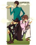  arsene_lupin_iii beard black_hair brown_hair facial_hair fedora formal hat ishikawa_goemon_xiii japanese_clothes jigen_daisuke lupin_iii male multiple_boys necktie ninton sideburns suit 