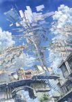  2013 artist_name building city clouds dated floating_city highres k_kanehira original pot sky stairs stall tree umbrella window 