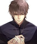 brown_eyes brown_hair command_spell fate/zero fate_(series) jewelry kotomine_kirei male necklace solo zaqloxxx 