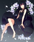  black_eyes black_hair dress flower jouhei kajiro_miyako long_hair siren smile solo 