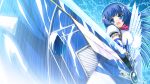  blue_eyes blue_hair colorful_cure elbow_gloves etoiles game_cg long_hair moric sakuramiya_aoi sword weapon 