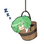  amakaeru bucket closed_eyes drooling eyes_closed green_hair hair_bobbles hair_ornament in_bucket in_container kisume long_sleeves open_mouth rope short_hair sleeping solo touhou twintails wide_sleeves 