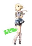  blonde_hair crossed_arms earrings green_eyes highres jewelry long_hair mizuhashi_parsee pointy_ears scarf short_hair short_sleeves solo touhou ume_(plumblossom) wink 