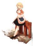  arm_warmers atoki blonde_hair green_eyes highres leaning_back looking_at_viewer mizuhashi_parsee pointy_ears sash scarf shirt short_hair short_sleeves skirt smile solo standing touhou 
