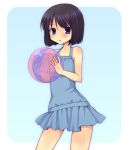  ball beachball blue_eyes blush koromu sagimori_arata saki saki_achiga-hen short_hair solo swimsuit 