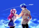  angel_beats! blue_hair closed_eyes couple highres hinata_(angel_beats!) long_hair pink_eyes pink_hair school_uniform serafuku short_hair twintails ypc yui_(angel_beats!) 