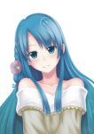  akb0048 aqua_eyes aqua_hair blush braid flower heart liu long_hair smile solo sono_chieri 