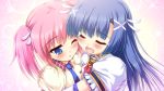  2girls blue_eyes blue_hair blush colorful_cure etoiles game_cg hug long_hair moric necktie pink_hair sakuramiya_aoi sakuranomiya_nonoka seifuku short_hair tears wink 