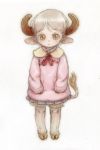  animal_ears child copyright_request feral_lemma highres horns looking_at_viewer monster_girl ribbon sheep_ears sheep_girl sheep_horns sheep_tail short_hair simple_background solo tail white_background 