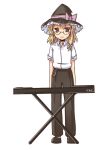  bespectacled cool&amp;create flat_chest glasses hat instrument keyboard_(instrument) kirisame_marisa pants rock_heart simple_background solo touhou white_background witch_hat 