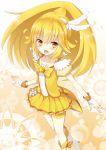  bike_shorts blonde_hair blush boots cure_peace dress earrings hair_ornament jewelry kise_yayoi long_hair looking_at_viewer looking_up magical_girl open_mouth ponytail precure shorts_under_skirt shuuichi_(gothics) skirt smile smile_precure! solo wrist_cuffs yellow_dress yellow_eyes 