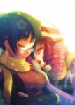  blue_hair breasts drill_hair glasses hakamichi_shizune hat highres katawa_shoujo mikado_shiina mike_inel multiple_girls pink_hair quad_drills ribbed_sweater scarf sleeping sweater winter_clothes 