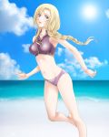  beach bikini blonde_hair braid fire_emblem fire_emblem:_rekka_no_ken highres long_hair louise louise_(fire_emblem) running sun swimsuit tamamon 