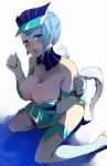  bare_shoulders blue_eyes blue_hair blue_rose_(tiger_&amp;_bunny) blush boots breasts cleavage earrings elbow_gloves gloves hat jewelry karina_lyle large_breasts lipstick makeup open_mouth prime short_hair simple_background sitting sketch solo superhero thigh-highs thigh_boots thighhighs tiger_&amp;_bunny white_background 