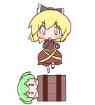  blonde_hair blush blush_stickers bow bucket green_hair hair_bow in_bucket in_container kisume kurodani_yamame long_sleeves maitora multiple_girls open_mouth touhou twintails white_eyes 