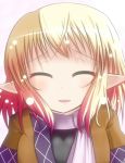  blonde_hair byoubyou closed_eyes eyes_closed mizuhashi_parsee open_mouth pointy_ears scarf short_hair solo touhou 