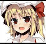  fang flandre_scarlet glasses letterboxed looking_at_viewer open_mouth rock_heart simple_background smile solo touhou white_background 