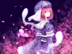  aa386993338 butterfly hat hitodama insect long_sleeves pink_eyes pink_hair saigyouji_yuyuko short_hair solo touhou transparent triangular_headpiece wide_sleeves 