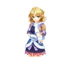  arm_warmers biting blonde_hair breasts game_cg green_eyes looking_at_viewer mizuhashi_parsee pointy_ears riv scarf short_hair short_sleeves solo thumb_biting touhou transparent_background 