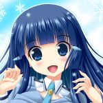  aoki_reika blue blue_background blue_eyes blue_hair long_hair necktie noritama_(gozen) precure smile smile_precure! snowflakes solo 