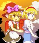  absurdres alice_margatroid backpack bag blonde_hair child greatestwashi highres kirisame_marisa multiple_girls randoseru school_bag short_hair touhou young 