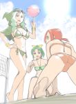  aoki_reika arm_support ass back bare_shoulders barefoot bikini bracelet breasts cleavage green_hair hand_on_hip hino_akane hips jewelry large_breasts long_hair majorina midorikawa_nao multiple_girls navel precure red_hair redhead side-tie_bikini sketch smile_precure! sweatdrop swimsuit ueyama_michirou 