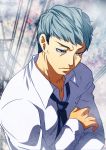  1boy adult chinjuu_hibakichi grey_eyes grey_hair narukami_yuu necktie persona persona_4 solo 