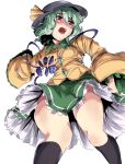  blouse crying dutch_angle frills green_eyes hat highres komeiji_koishi legs oekaki short_hair skirt socks solo tears touhou umakatsuhai upskirt wide_sleeves 