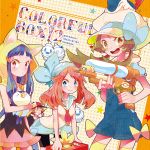  blue_hair brown_hair cabbie_hat cat_hood hair_ornament hairclip haruka_(pokemon) hat hikari_(pokemon) hood joltik kotone_(pokemon) piplup pokemon pokemon_(creature) pomeko torchic touya_(pokemon) vanillite water_gun 