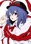  ;o blue_hair hat nagae_iku pointing pointing_up red_eyes solo takemori_shintarou touhou wink 