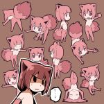  1girl animal_ears character_sheet flat_chest kubocha no_nipples nude open_mouth original short_hair simple_background smile solo tail 