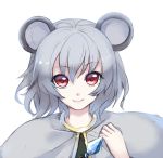  animal_ears crystal grey_hair looking_at_viewer mouse_ears nazrin portrait red_eyes smile solo takemori_shintarou touhou white_background 