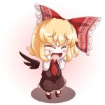  blonde_hair blush_stickers bow detached_wings hat hat_bow long_sleeves necktie open_mouth roco_(katsuya1011) rumia short_hair solo touhou wings 