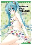  aqua_eyes aqua_hair ass bikini blush breasts frilled_bikini frills front-tie_top hatsune_miku kanna_satsuki large_breasts long_hair looking_back open_mouth polka_dot polka_dot_bikini polka_dot_swimsuit project_diva project_diva_f scrunchie solo swimsuit twintails very_long_hair vocaloid 