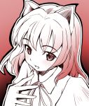  animal_ears blush cat_ears copyright_request gradient gradient_background kubocha long_hair monochrome smile solo 