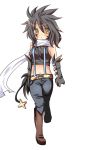  belt black_hair haneten_kagatsu luxray navel personification pokemon scarf tail yellow_eyes 