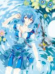  ayanami_rei bird blue_hair cover cover_page doujin_cover from_above lily_pad lying neck_ribbon neon_genesis_evangelion on_back partially_submerged penguin penpen red_eyes ribbon ripples school_uniform short_hair untied water wet wet_clothes zless 
