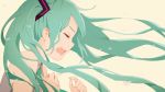  bare_shoulders closed_eyes green_hair hatsune_miku kise_(swimmt) long_hair necktie open_mouth profile solo twintails vocaloid 