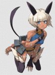  blue_eyes claws dark_skin gloves grin kusaka_kokage nadia_fortune scar skullgirls smile tail white_hair 