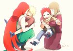  2boys 2girls blonde_hair brown_hair child closed_eyes gaara happy hug karura_(naruto) long_hair mother_and_son multiple_boys multiple_girls naruto naruto_shippuuden oba-min redhead short_hair smile uzumaki_kushina uzumaki_naruto very_long_hair young 