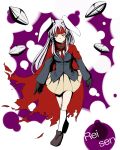  adapted_costume advent_cirno animal_ears bullet bunny_ears cape gloves headband long_hair long_sleeves necktie nitoro-star pink_hair rabbit_ears red_eyes reisen_udongein_inaba solo touhou 
