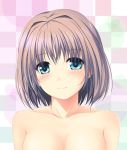  amicis blue_eyes blush brown_hair face looking_at_viewer original portrait smile solo topless 