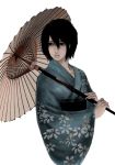  black_eyes black_hair highres japanese_clothes kimono krh mikasa_ackerman obi shingeki_no_kyojin short_hair umbrella 