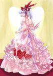  bow bride dress flower fujiwara_no_mokou hair_bow jewelry long_hair ring rose sakana_(artist) silver_hair touhou wedding wedding_dress 