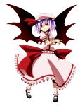  bat_wings bow cafe_choco cafechoco crossed_arms gradient_hair hat highres multicolored_hair purple_hair red_eyes remilia_scarlet ribbon short_hair smile touhou transparent_background wings 